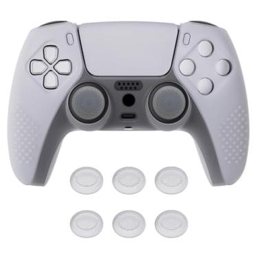 Imagem de eXtremeRate PlayVital Capa de silicone para ps5 controlador Protector Capa ergonômica com 6 tampas Joysitcks para ps5 Capa de borracha para ps5 controlador(3D Studded-Branco claro)