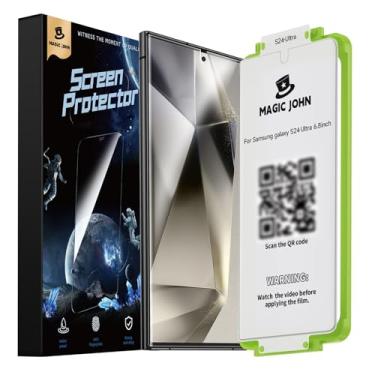 Imagem de MAGIC JOHN Pacote com 2 protetores de tela para Samsung Galaxy S24 Ultra [material de filme cerâmico não vidro] 6,8 polegadas, [100% compatível com impressão digital] Bandeja de ,