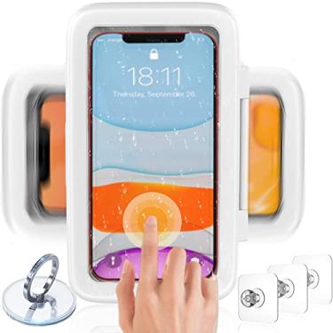 Imagem de Suporte de telefone de chuveiro à prova d'água, rotação de 480°, capa universal para celular sensível ao toque, antiembaçamento, caixa de banheiro de alta sensibilidade para iPhone 15 14 13 12 11 Plus