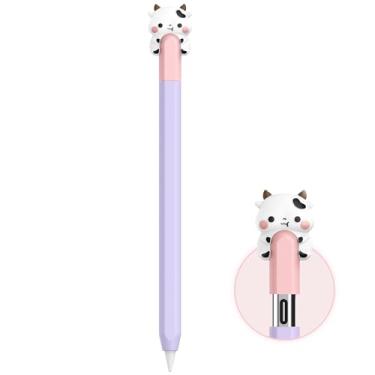 Imagem de NIUTRENDZ Capa de silicone de vaca fofa para Apple Pencil USB-C Capa protetora ultrafina manga antiderrapante Apple Pencil (USB-C) Acessórios (roxo, Apple Pencil (USB-C))