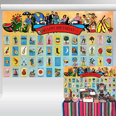 Imagem de Cartões de loteria mexicana para decoração de festa de aniversário, fundo de jogo de bingo mexicano para estúdio fotográfico estilo vintage suprimentos de festa para adultos 1,5 x 0,9 m 61 m