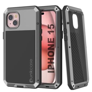 Imagem de PunkCase Capa de metal para iPhone 15 | Capa de armadura de grau militar resistente | Design de alumínio rígido e TPU com protetor de tela de vidro temperado para iPhone 15 (6,1 polegadas) (2023)