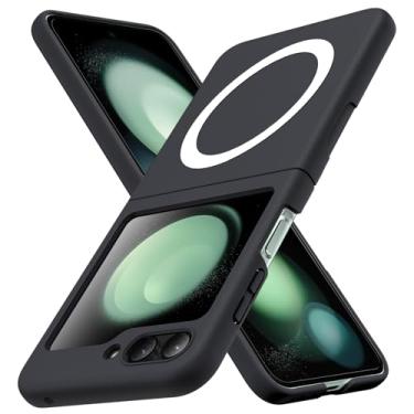 Imagem de YSLBWLE Capa magnética magnética para Samsung Galaxy Z Flip 5 fina e de proteção de nível militar, preta 21-zflip5-01