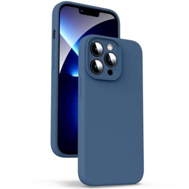 Imagem de Supdeal Capa de silicone líquido para iPhone 13 Pro, [proteção da câmera] [antiimpressões digitais] [carregamento sem fio] capa protetora de 4 camadas para celular, capa de microfibra embutida, 6,1 polegadas, azul