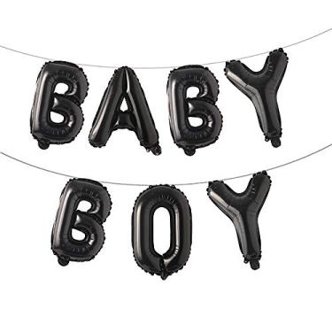 Imagem de Guirlanda de balões de letras metálicas para bebês meninos e meninas de 40,6 cm para aniversário chá de bebê revelação de gênero suprimentos de decoração de festa (BABY BOY BLACK)