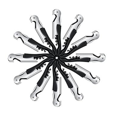 Imagem de 12 pacotes abridor de vinho - saca-rolhas abridor de garrafa de vinho, chave inoxidável, abridor de garrafa de vinho preto, cortador de folha para piquenique, festa, família, restaurantes