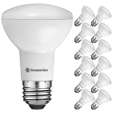 Imagem de Sunperian Pacote com 12 lâmpadas de LED BR20, 6W = 50W, branco quente 2700K, 550 lúmens, lâmpadas de inundação reguláveis para latas embutidas, classificação de fixação fechada, classificação úmida, certificação UL, base padrão E26