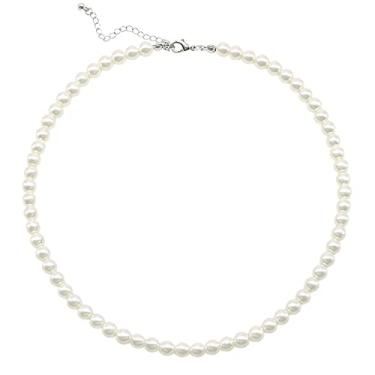 Imagem de Cryshimmer Colar gargantilha de pérolas femininas com pérolas falsas, conjunto de brincos, bijuterias, Pérola sintética, Sem Pedra Preciosa