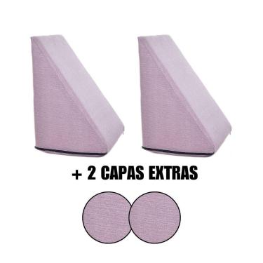 Imagem de Kit 2 Almofada Triangular Encosto Espuma Antirefluxo Apoio Costas Anatômico Leitura + Capa Extra-Unissex