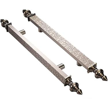 Imagem de Maçaneta deslizante para porta de celeiro bronze grande puxador para porta da frente/porta deslizante, maçaneta de porta de celeiro retrô resistente interna/externa, ajuste de porta de vidro/madeira,