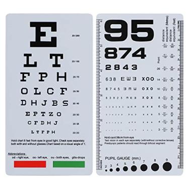 Imagem de NOYOC Pacote com 2 gráficos de olhos, 2 em 1 Snellen & Rosenbaum, 16,5 x 3,5 polegadas, cartão portátil de dupla face de plástico de baixa visão para exames oftalmológicos (pacote com 2 unidades de 6