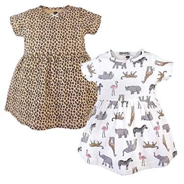 Imagem de Hudson Baby Vestidos de algodão para bebês meninas, Safari rosa moderno, 3-6 Meses