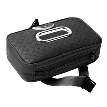 Imagem de Generic Porta-lenços para carro, apoio de braço, guardanapo, couro pu, multiuso, leve, com alça elástica, preto