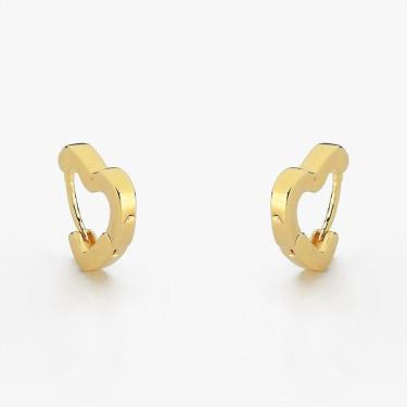Imagem de Brinco Argola De Coração Lisa Banhado A Ouro 18k Pequeno