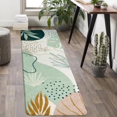 Imagem de Uphome Tapete de corredor lavável de 60 x 15 cm, bonito tapete de banheiro macio, antiderrapante, moderno, boho, design artístico para corredor, varanda, lavanderia, quarto, sala de estar