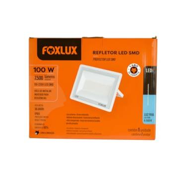 Imagem de Refletor de LED Foxlux – 100 W – 6500 K – Luz branca – Bivolt – Proteção IP65 – Driver Embutido – Refletor Direcionável – Luz brilhante – Uso externo