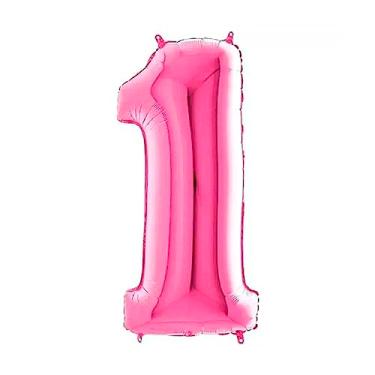 Imagem de Balão De Número Grande Rosa Pink Metalizado 40cm (1)