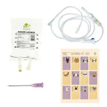Imagem de Kit Fluidoterapia Pets Ringer lactato 250 + Equipo + Agulha 40x12 + Calendário Pet Fullcare