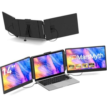 Imagem de MarsMyth S2 Monitor triplo de 35 cm para extensor de tela de laptop, monitor duplo 1080p HD, Plug & Play, extensor de monitor de laptop para laptops de 13 a 17 polegadas, compatível com todos os