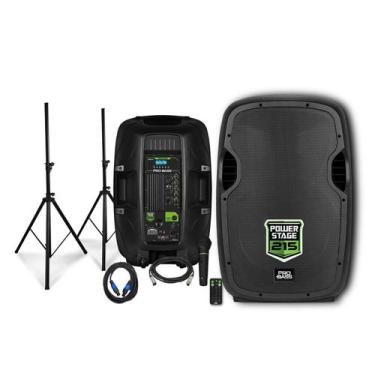 Imagem de Kit Caixas com Tripé e Microfone Pro Bass Power Stage 215, Bivolt Chav