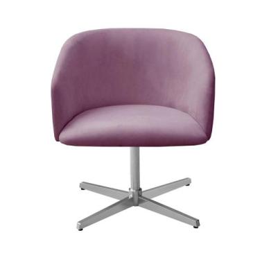 Imagem de Poltrona Decorativa Atenas Cadeira Giratória Pé Metal Fixo - Bella Dec