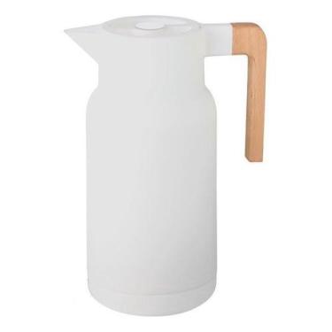 Imagem de Garrafa Térmica Wood Fashion Branca Glass 1 Litro Termopro