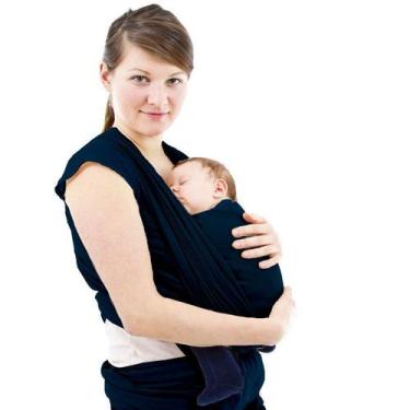 Imagem de Wrap Sling Carregador Passeio De Bebe Malha Respirável Liso Marinho - 