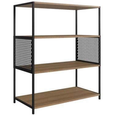 Imagem de Estante Estilo Industrial 94 Cm Com Tela P1024 Preto Mell PP - Placa e