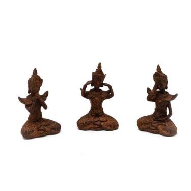 Imagem de Trio de Budas sábios surdo, cego e mudo 14 cm em resina - Loja Bora, D