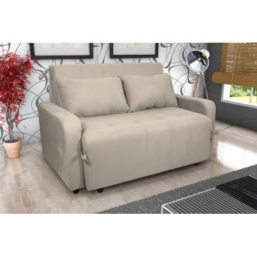 Imagem de Sofa Cama Amora New 3 Lugares Suede Veludo Aconchegante (Bege)
