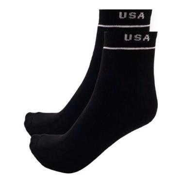 Imagem de Kit 6 Pares De Meias Algodão Cano Médio Adulto Preto Branco - Man Meia