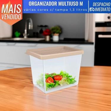Imagem de Pote Organizador Geladeira Multiuso Com Tampa 1,3l Plástico Cozinha Po