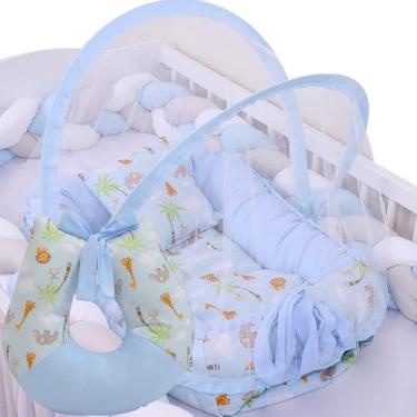 Imagem de Ninho Redutor de Berço Com Mosquiteiro e Apoio Amamentar Safari Azul