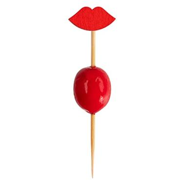 Imagem de Espetos de coquetel de 7,9 cm, 1000 palitos de dentes chiques - espetos pontiagudos, resistentes, de bambu vermelho, descartáveis, para frutas ou sanduíches - Restaurantware