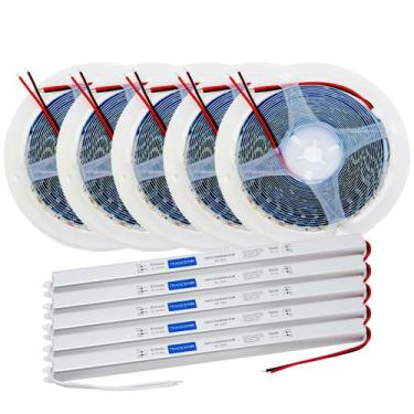 Imagem de Kit C/ 5 Fita Led 5 Fonte 2835 5M 120 Led 12v Ip20 10w 4000K - Tradest