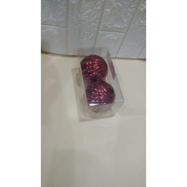 Imagem de BOLA NATAL DECORADA EM PVC C/2 UND (VERMELHO) 8 cm - D&A