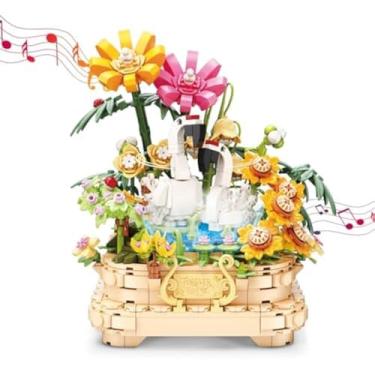 Imagem de YEECHAO Flower Bouquet & Swan Music Box Building Set with Light, Compatible with Lego Flowers Animals, Sunflower Plants Bonsai Botanical Collection Decor, Birthday Gift for Adults Boys Girls (868 PCS)