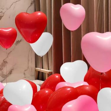 Imagem de STIMULATE SZXXZZMY 50 6-inch Heart shaped balloons 3 Kinds of Color Latex Balloons for Valentines Day,Propose Marriage,Wedding Party.(red, pink, white)