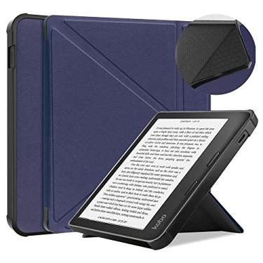 Imagem de Capa para E-Reader Kobo Libra 2ª geração de 17.8 cm (versão 2021) E-Book, capa de TPU macia, ultrafina, suporte fólio, leve, com função hibernar/despertar para Kobo Libra 2 (azul escuro)