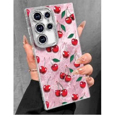 Imagem de Toycamp Capa para celular compatível com Samsung Galaxy S23 Ultra - Capa para celular com glitter fofo PK Cherry S23 Ultra com protetor de lente de câmera brilhante a laser Holo Galaxy S23 Ultra capa