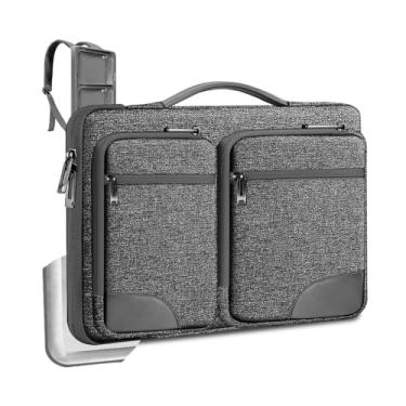 Imagem de Hseok Capa para laptop 15 15.6 40.6 cm com alça e alça oculta, compatível com MacBook Pro 15.4 16, pasta protetora de policarbonato de 360° com 4 bolsos para acessório de laptop, fácil de transportar