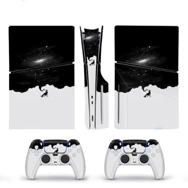 Imagem de Adesivo Skin para console de disco fino PS5, capa de decalque de acessórios de jogos de pele protetora (espaço)