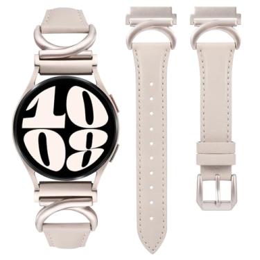 Imagem de Minyee Pulseira de couro compatível com Samsung Galaxy Watch 6/5/4/Active 2 de 40 mm e 44 mm/Watch 6 Classic de 43 mm e 47 mm/Watch 5 Pro de 45 mm/Watch 4 Classic de 42 mm e 46 mm/Watch 3 de 41 mm,