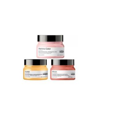 Imagem de Kit LOréal NutriOil Másc 250g + Inforcer Másc 250g + Vitamino Color Má
