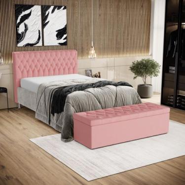 Imagem de Kit Cabeceira Bellatrix 160 e Calçadeira Sagitarius Couro Aradecor, Ro