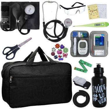 Imagem de Kit Enfermagem Medidor Glicose Aparelho de Pressão Esteto Multi Premiu