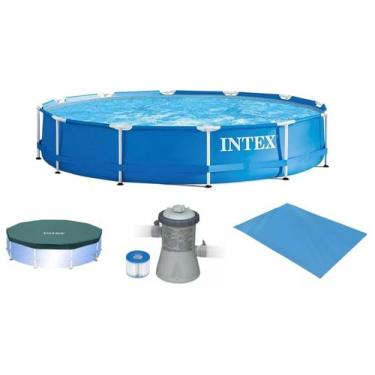 Imagem de Piscina Intex 5000 litros estrutural com Bomba Filtro 110v e Capa e FO