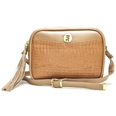 Imagem de Bolsa Feminina Pequena Transversal Quadrada Dia a Dia Bege - Rubim Cal