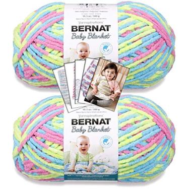 Imagem de Bernat Baby Blanket Yarn - Big Ball (10.5 oz) - 2 Pack with Pattern Cards in Color (Jelly Beans)