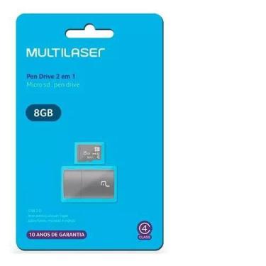 Imagem de Cartão De Memória Multilaser 8gb 2 Em 1 Mc161